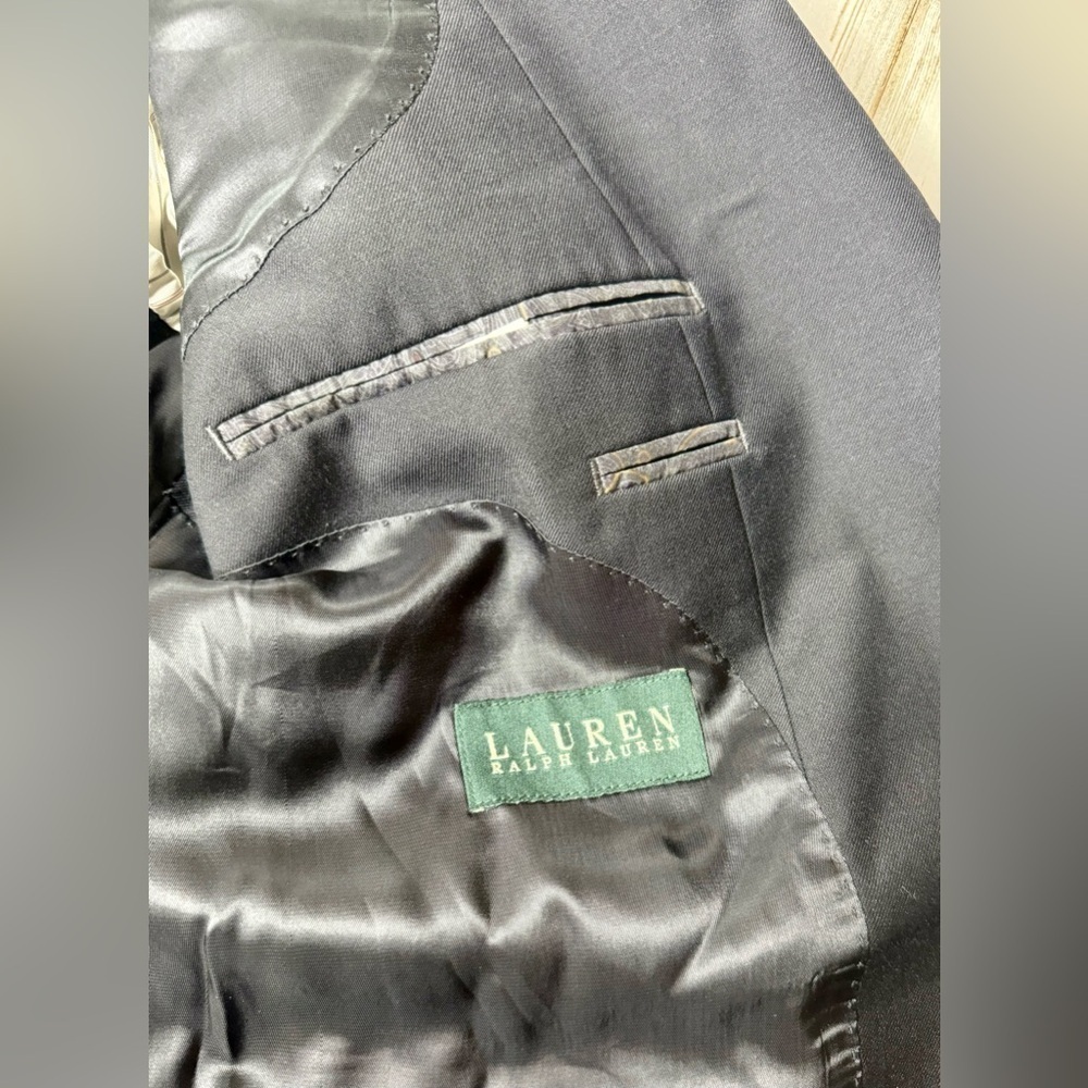 Lauren Ralph Lauren Blazer Jacket Men's 44R Black Classic Solid - Picture 10 of 11